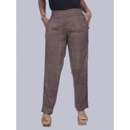 Women's Golden Striped with Blue Dots Regular Fit Palazzo Pants