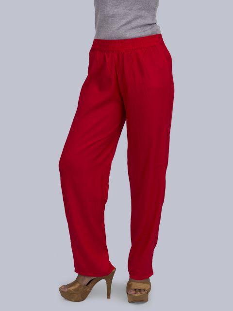 Women's Solid Pant Palazzo - Red