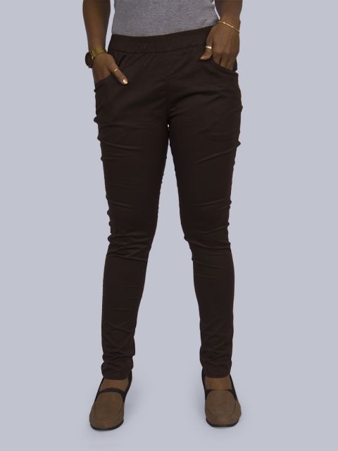 Solid Stretchable Pant - Brown