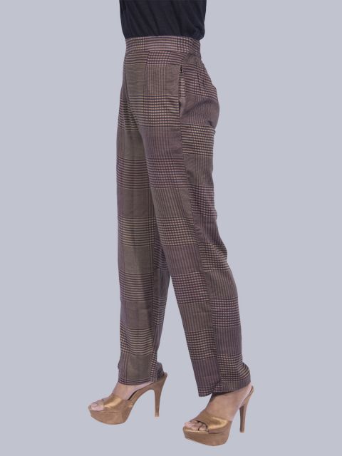 Women's Chex Casual Pant  -Brown