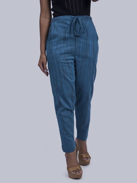 Women South Cotton Straight Pant - Blue