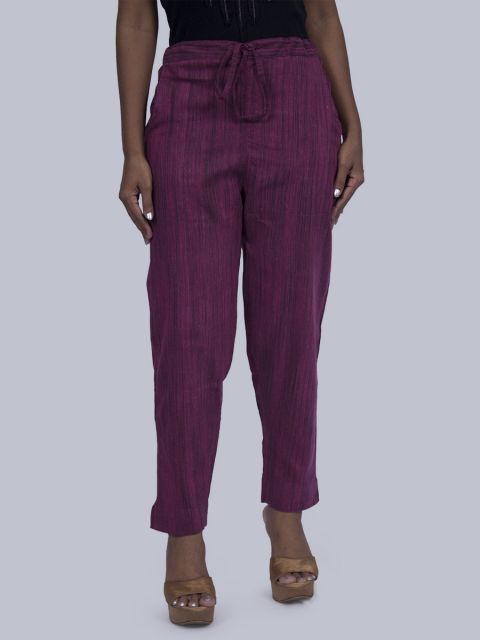 Women South Cotton Straight Pant - Violet