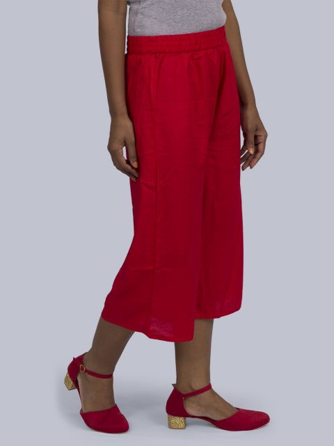 Women's Solid Culottes - Red