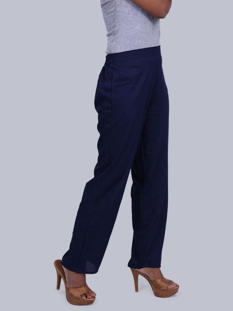Women's Solid Pant Palazzo - Navy