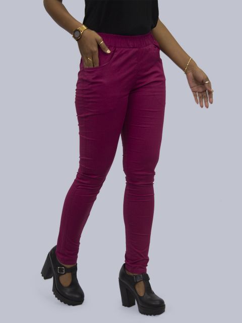 Solid Stretchable Pant - Wine