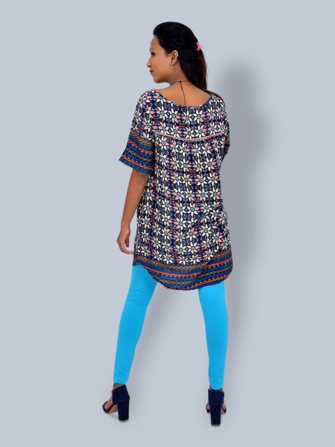 Knotted Neck Leaf Print Tunic