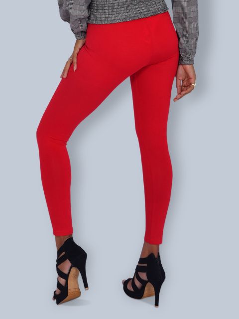 Cotton Ankle Leggings - Red