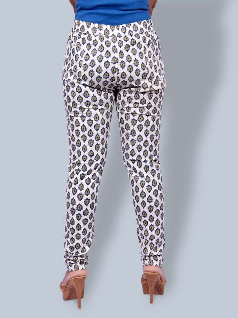 Printed Stretchable Pant - Off White