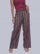 Women's Golden Striped with Blue Dots Regular Fit Palazzo Pants - Bottle Green