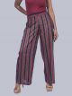Women's Golden Striped with Blue Dots Regular Fit Palazzo Pants - Navy