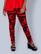 Printed Stretchable Pant-Red & Black