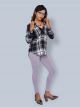  Plaid Long Sleeve Button-Down  Roll Up Sleeves Shirt 