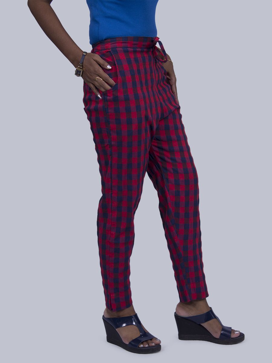 Wide leg checked pant