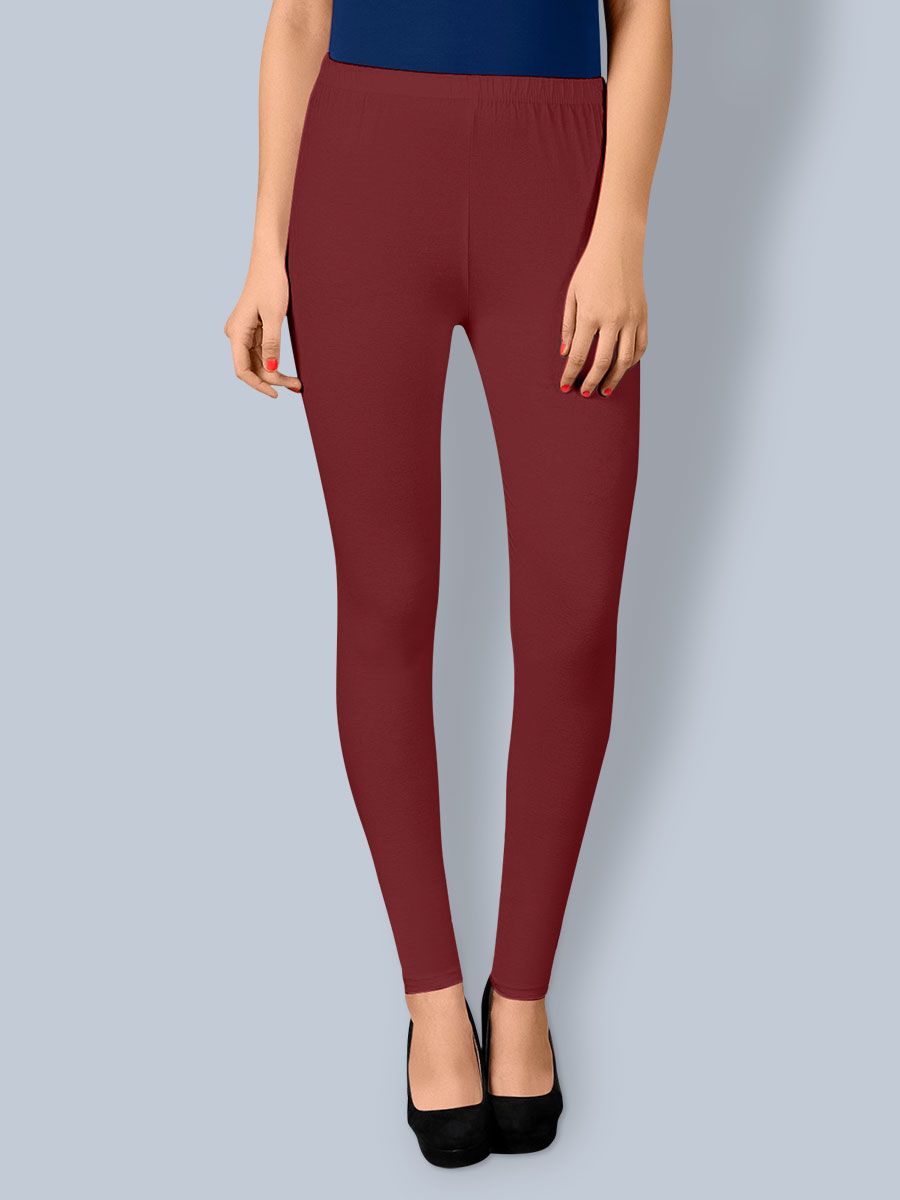 Cotton Ankle Leggings - Red Wine - New In - Fabrika16